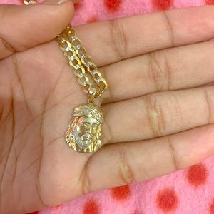 Mini gold jesus pendant necklace